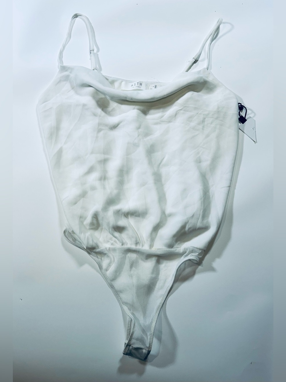 ASTR The Label White Cowl-Neck Bodysuit Size Large